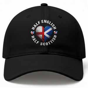 Half English Half Scottish Heritage Baseball Cap Heart St Georges Cross and Saltire Pride TS02 Print Your Wear