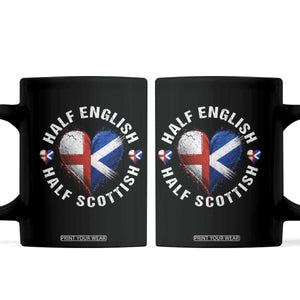 Half English Half Scottish Heritage Coffee Mug Heart St Georges Cross and Saltire Pride TS02 Black Print Your Wear