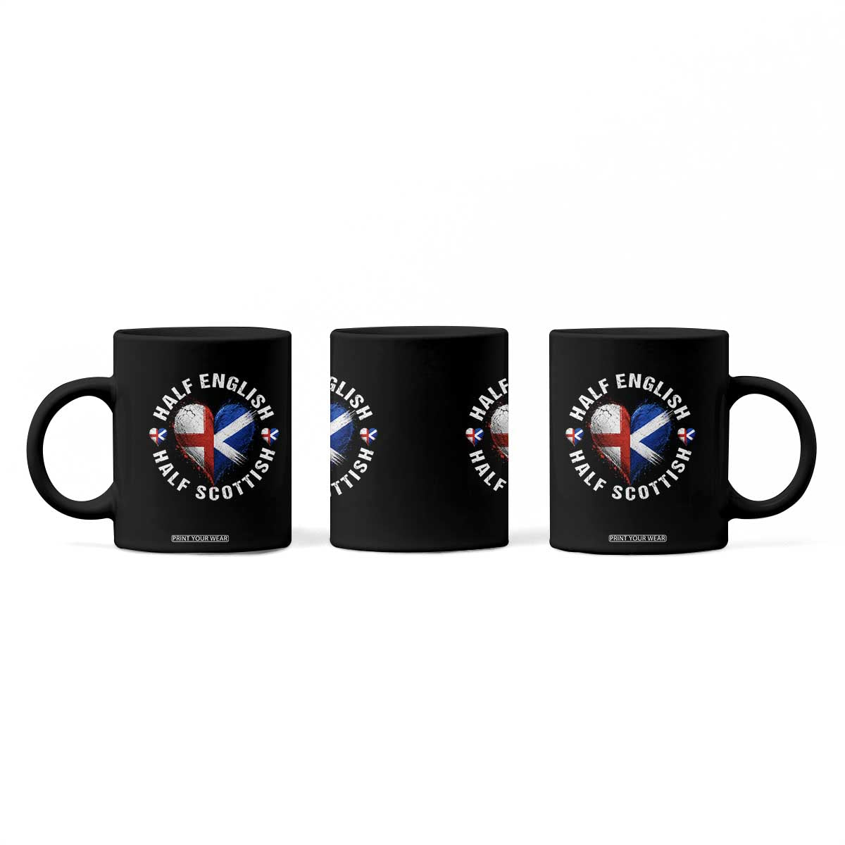 Half English Half Scottish Heritage Coffee Mug Heart St Georges Cross and Saltire Pride TS02 Print Your Wear