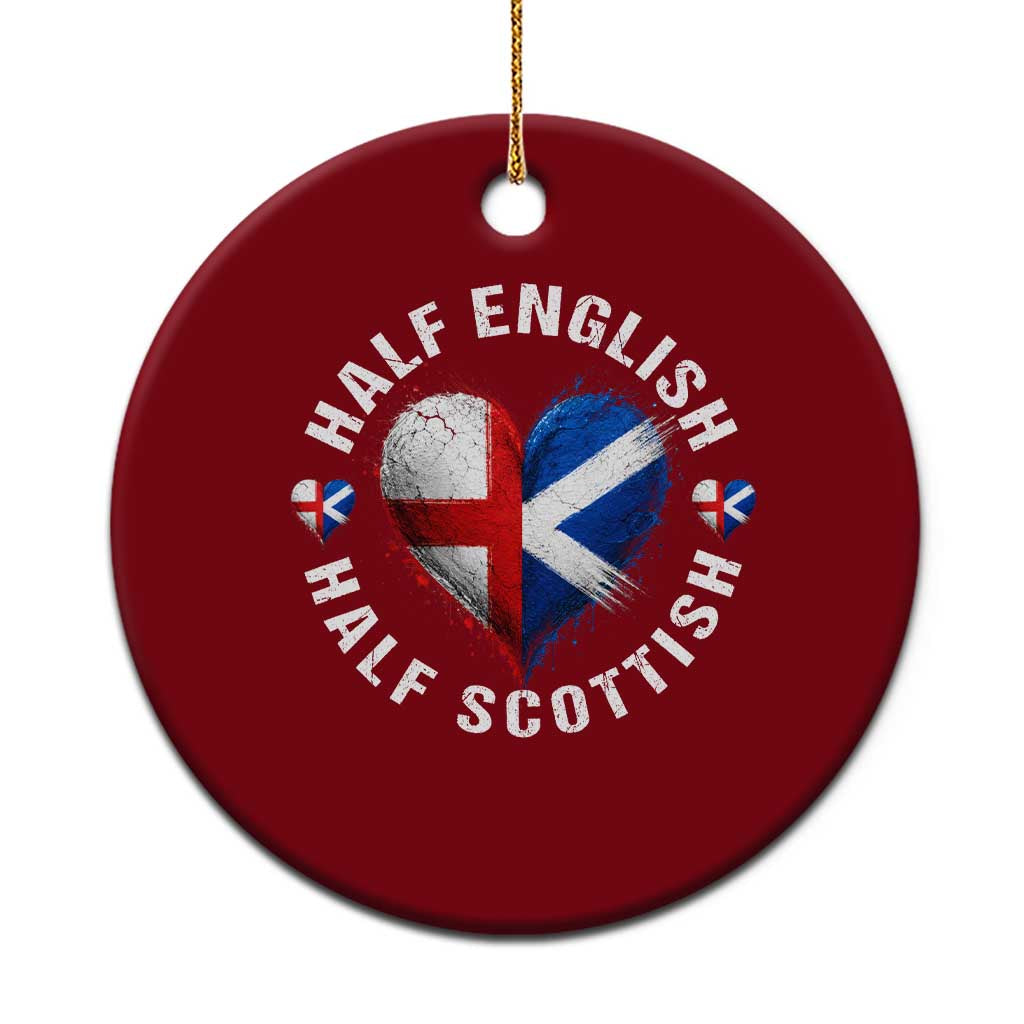 Half English Half Scottish Heritage Ceramic Ornament Heart St Georges Cross and Saltire Pride TS02 1pc Red Print Your Wear