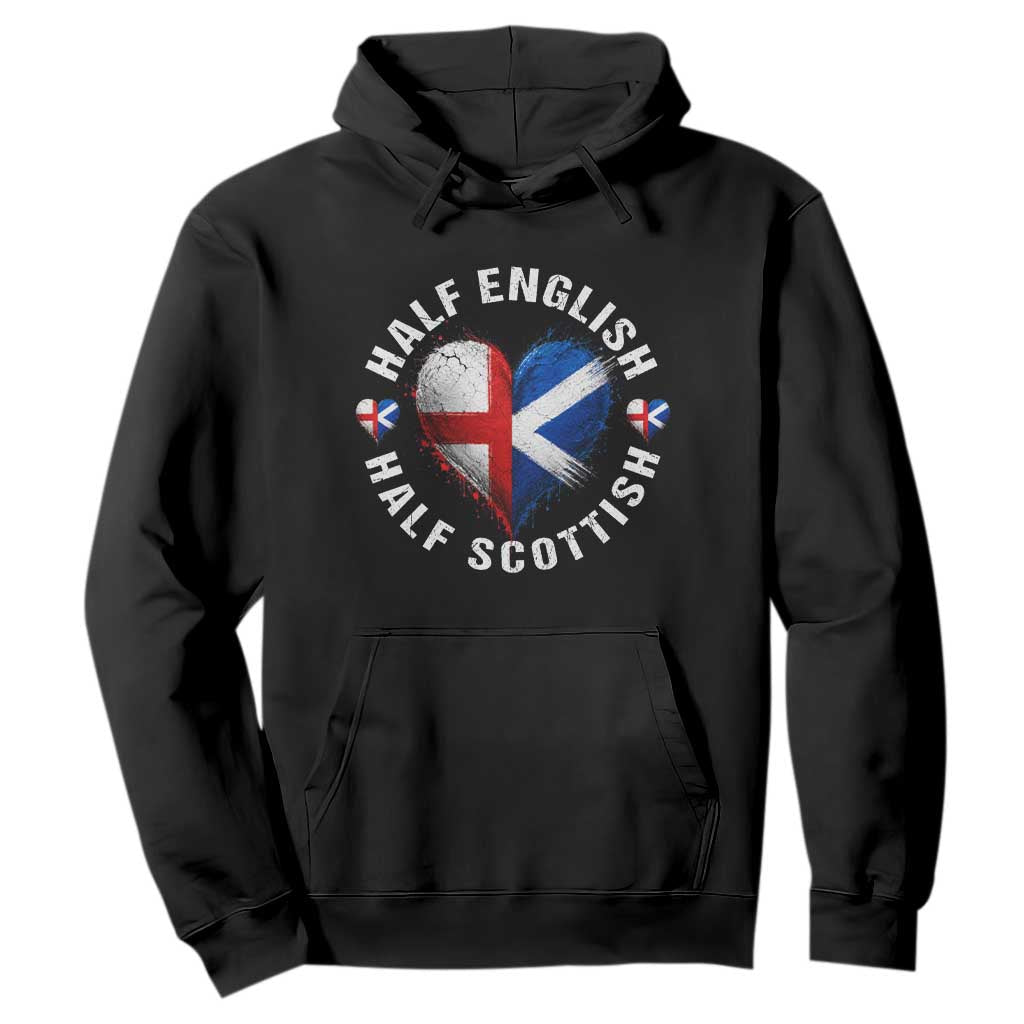 Half English Half Scottish Heritage Hoodie Heart St Georges Cross and Saltire Pride TS02 Black Print Your Wear