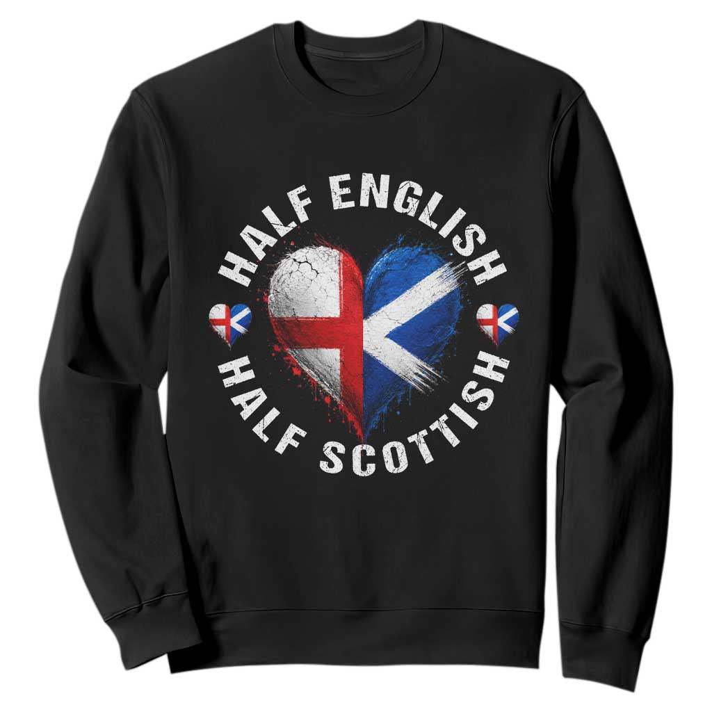 Half English Half Scottish Heritage Sweatshirt Heart St Georges Cross and Saltire Pride TS02 Black Print Your Wear