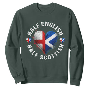 Half English Half Scottish Heritage Sweatshirt Heart St Georges Cross and Saltire Pride TS02 Dark Forest Green Print Your Wear