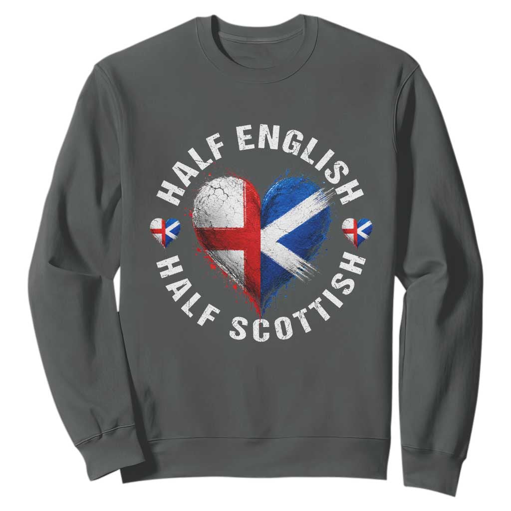 Half English Half Scottish Heritage Sweatshirt Heart St Georges Cross and Saltire Pride TS02 Dark Heather Print Your Wear