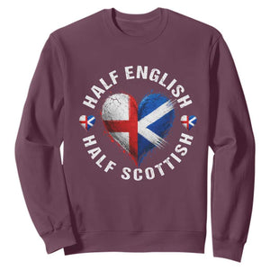 Half English Half Scottish Heritage Sweatshirt Heart St Georges Cross and Saltire Pride TS02 Maroon Print Your Wear