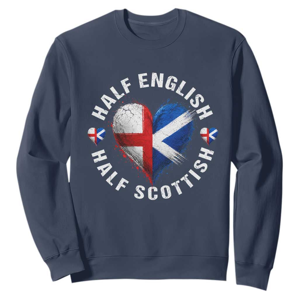Half English Half Scottish Heritage Sweatshirt Heart St Georges Cross and Saltire Pride TS02 Navy Print Your Wear
