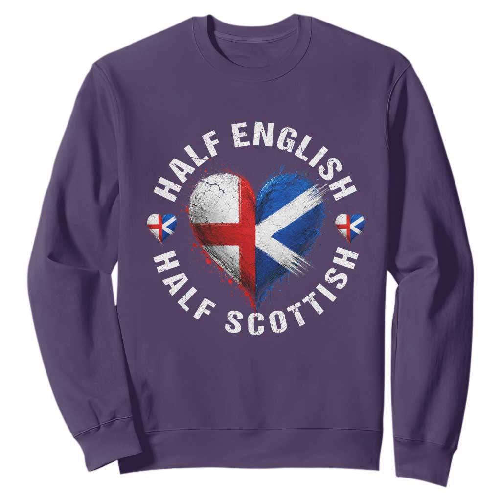 Half English Half Scottish Heritage Sweatshirt Heart St Georges Cross and Saltire Pride TS02 Purple Print Your Wear