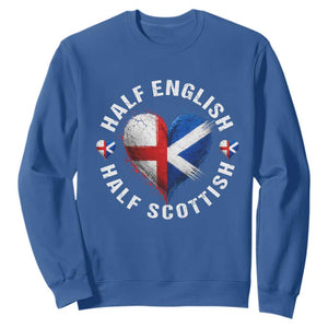 Half English Half Scottish Heritage Sweatshirt Heart St Georges Cross and Saltire Pride TS02 Royal Blue Print Your Wear