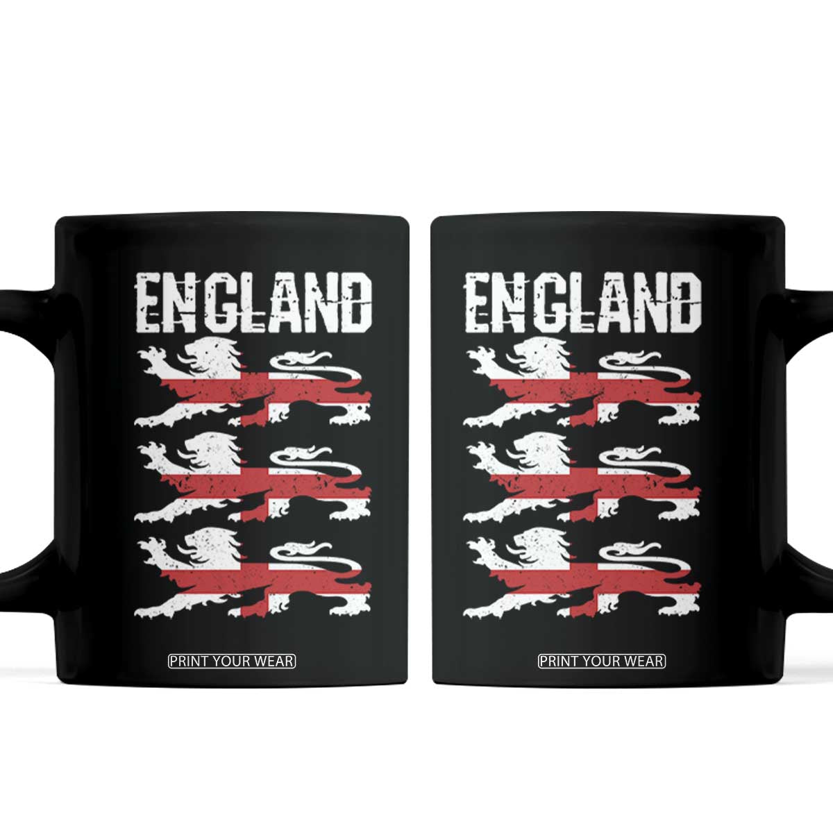 Vintage Three Lions England Pride Coffee Mug Patriotic Soccer British Football Fans TS02 Black Print Your Wear