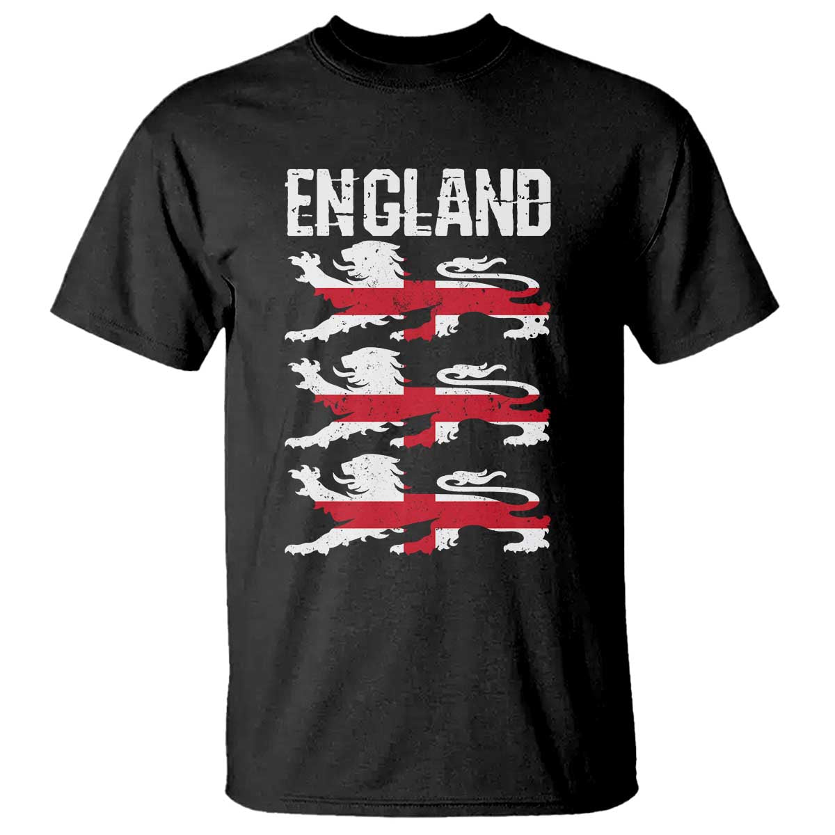 Vintage Three Lions England Pride T Shirt Patriotic Soccer British Football Fans TS02 Black Print Your Wear