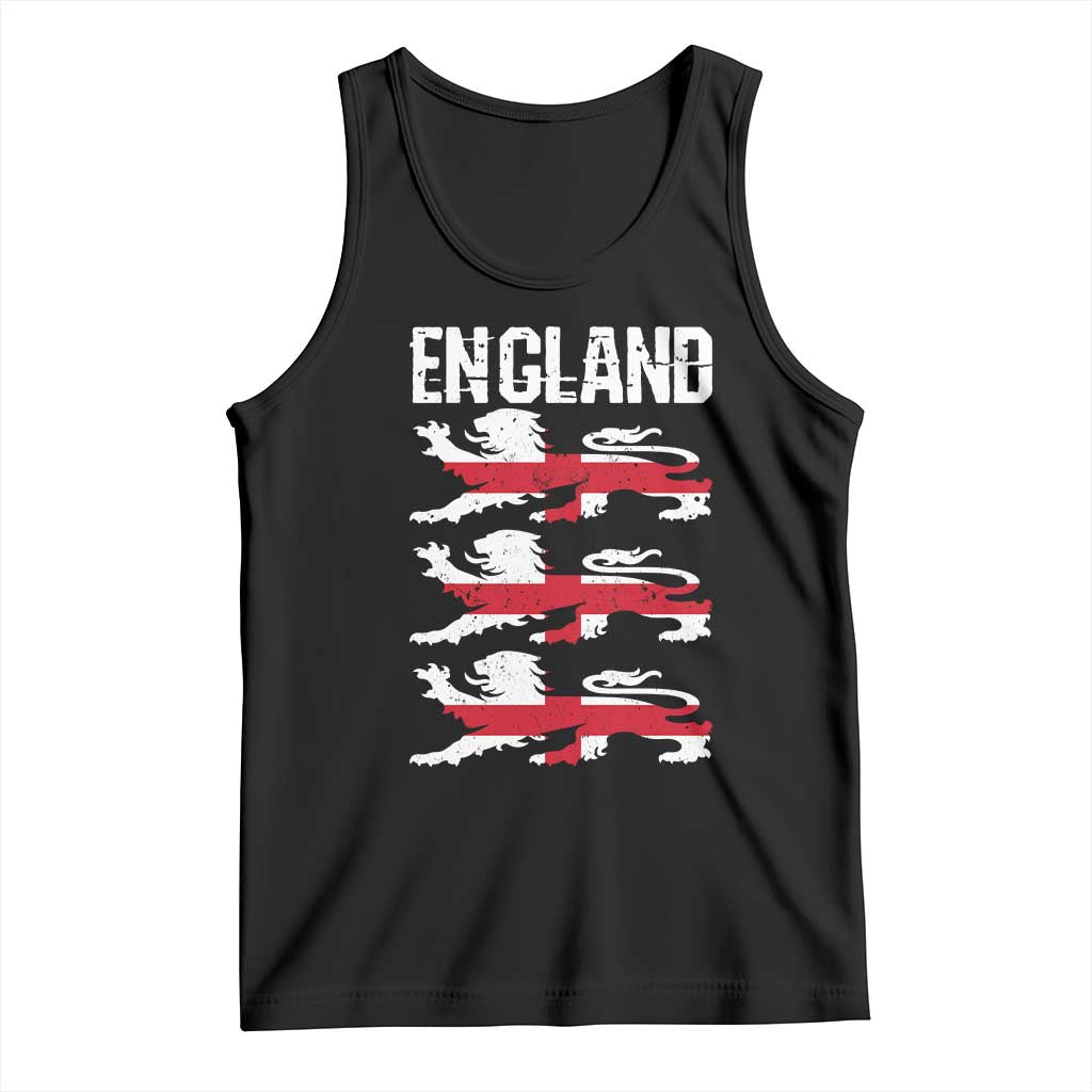 Vintage Three Lions England Pride Tank Top Patriotic Soccer British Football Fans TS02 Black Print Your Wear