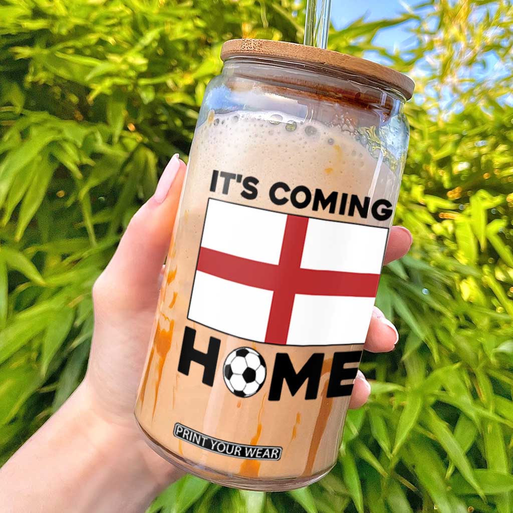 It is Coming Home England Football Flag Glass Can Patriotic Soccer Fans St Georges Cross Heritage Pride TS02 White Print Your Wear