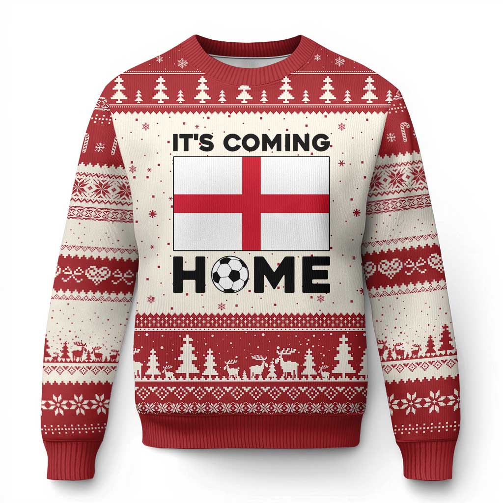 It is Coming Home England Football Flag Ugly Christmas Sweater Patriotic Soccer Fans St Georges Cross Heritage Pride TS02 Beige Red Print Your Wear