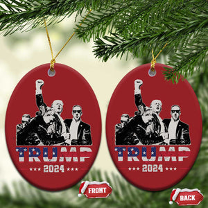 Trump Raised Fist Christmas Ornament Trump 2024 For President TS02 Oval Red Print Your Wear