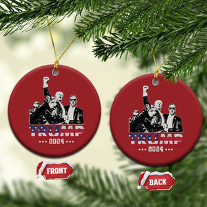 Trump Raised Fist Christmas Ornament Trump 2024 For President TS02 Circle Red Print Your Wear