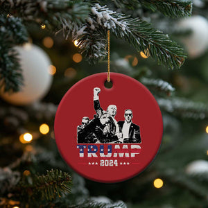 Trump Raised Fist Christmas Ornament Trump 2024 For President TS02 Print Your Wear