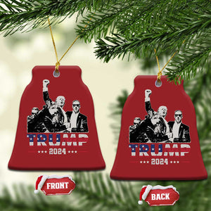 Trump Raised Fist Christmas Ornament Trump 2024 For President TS02 Bell Flake Red Print Your Wear