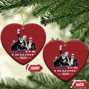 Trump Raised Fist Christmas Ornament Trump 2024 For President TS02 Heart Red Print Your Wear