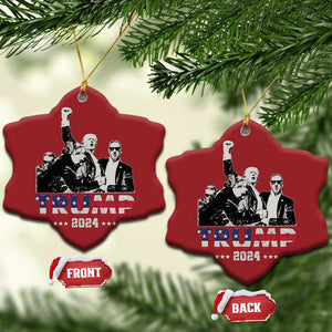 Trump Raised Fist Christmas Ornament Trump 2024 For President TS02 Snow Flake Red Print Your Wear