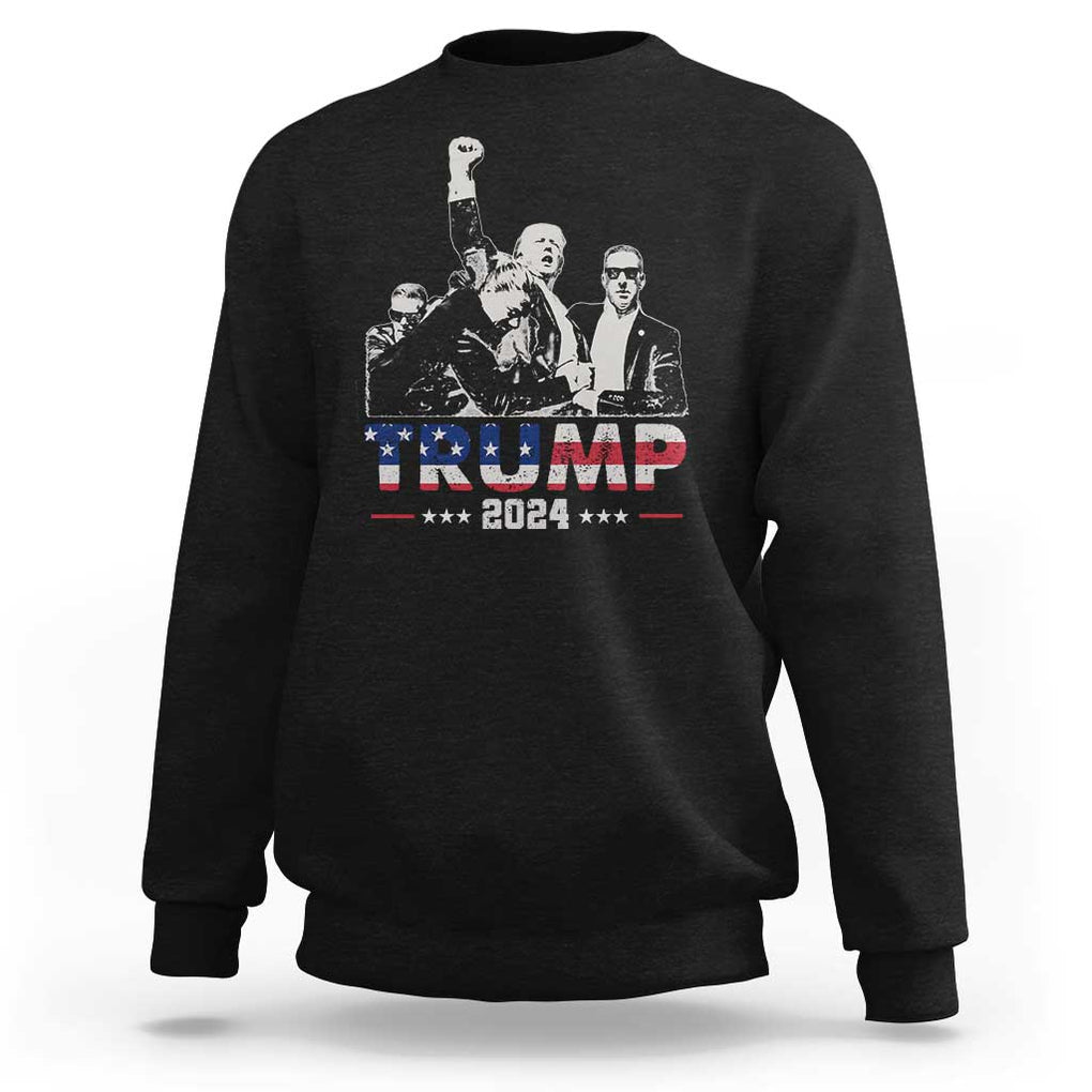 Trump Raised Fist Sweatshirt Trump 2024 For President TS02 Black Print Your Wear