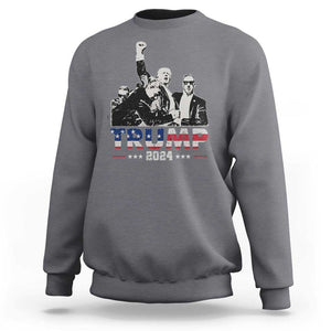 Trump Raised Fist Sweatshirt Trump 2024 For President TS02 Charcoal Print Your Wear