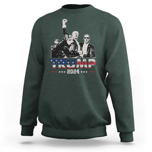 Trump Raised Fist Sweatshirt Trump 2024 For President TS02 Dark Forest Green Print Your Wear