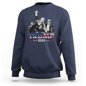 Trump Raised Fist Sweatshirt Trump 2024 For President TS02 Navy Print Your Wear