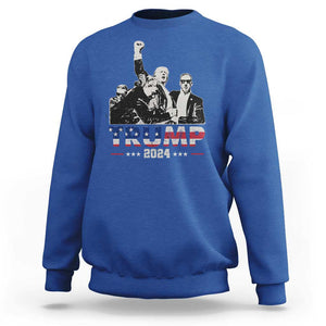 Trump Raised Fist Sweatshirt Trump 2024 For President TS02 Royal Blue Print Your Wear