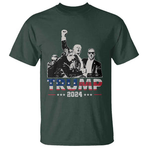 Trump Raised Fist T Shirt Trump 2024 For President TS02 Dark Forest Green Print Your Wear