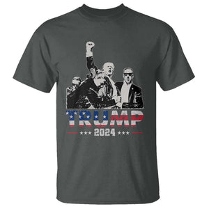 Trump Raised Fist T Shirt Trump 2024 For President TS02 Dark Heather Print Your Wear