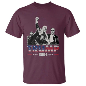 Trump Raised Fist T Shirt Trump 2024 For President TS02 Maroon Print Your Wear