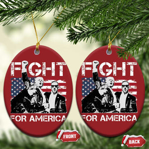 Trump Raised Fist Christmas Ornament Fight For America President 45 47 US Flag TS02 Oval Red Print Your Wear