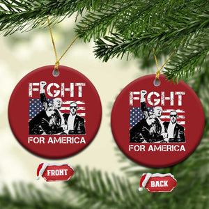 Trump Raised Fist Christmas Ornament Fight For America President 45 47 US Flag TS02 Circle Red Print Your Wear