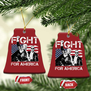 Trump Raised Fist Christmas Ornament Fight For America President 45 47 US Flag TS02 Bell Flake Red Print Your Wear