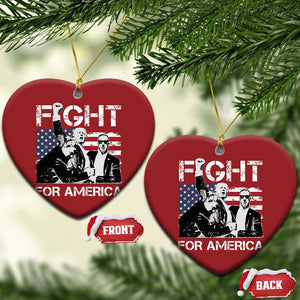 Trump Raised Fist Christmas Ornament Fight For America President 45 47 US Flag TS02 Heart Red Print Your Wear