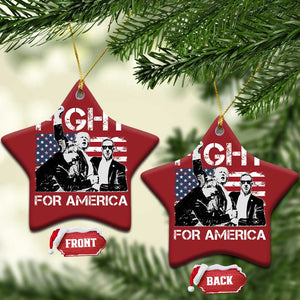 Trump Raised Fist Christmas Ornament Fight For America President 45 47 US Flag TS02 Star Red Print Your Wear