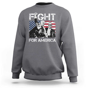 Trump Raised Fist Sweatshirt Fight For America President 45 47 US Flag TS02 Charcoal Print Your Wear