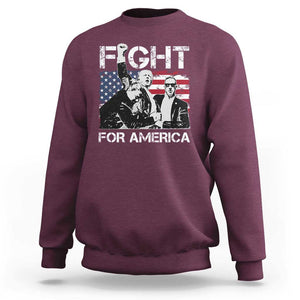 Trump Raised Fist Sweatshirt Fight For America President 45 47 US Flag TS02 Maroon Print Your Wear