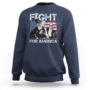 Trump Raised Fist Sweatshirt Fight For America President 45 47 US Flag TS02 Navy Print Your Wear