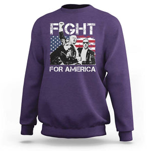 Trump Raised Fist Sweatshirt Fight For America President 45 47 US Flag TS02 Purple Print Your Wear