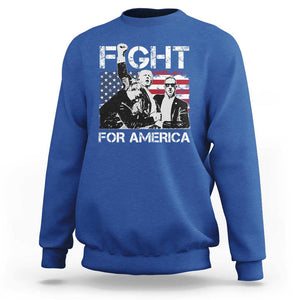 Trump Raised Fist Sweatshirt Fight For America President 45 47 US Flag TS02 Royal Blue Print Your Wear