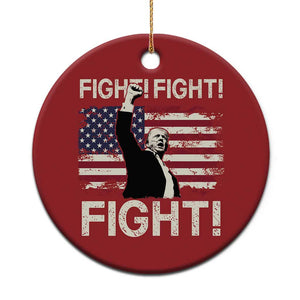 Trump Raised Fist Christmas Ornament Fight Fight Fight American Flag Retro Vintage TS02 Print Your Wear