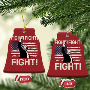 Trump Raised Fist Christmas Ornament Fight Fight Fight American Flag Retro Vintage TS02 Bell Flake Red Print Your Wear