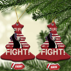 Trump Raised Fist Christmas Ornament Fight Fight Fight American Flag Retro Vintage TS02 Christmas Tree Red Print Your Wear