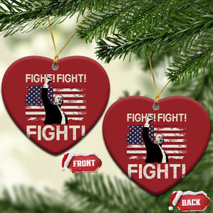 Trump Raised Fist Christmas Ornament Fight Fight Fight American Flag Retro Vintage TS02 Heart Red Print Your Wear