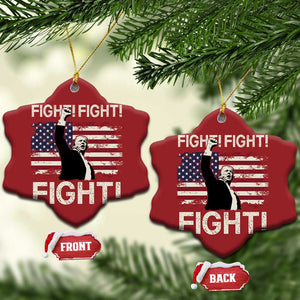 Trump Raised Fist Christmas Ornament Fight Fight Fight American Flag Retro Vintage TS02 Snow Flake Red Print Your Wear