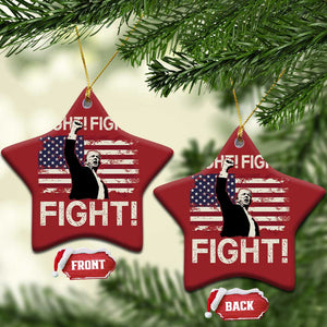 Trump Raised Fist Christmas Ornament Fight Fight Fight American Flag Retro Vintage TS02 Star Red Print Your Wear