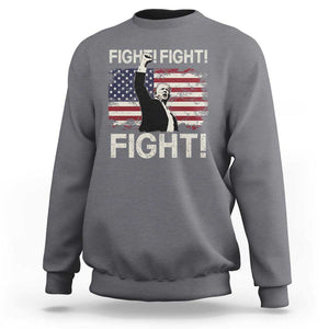 Trump Raised Fist Sweatshirt Fight Fight Fight American Flag Retro Vintage TS02 Charcoal Print Your Wear