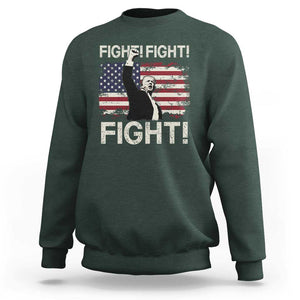 Trump Raised Fist Sweatshirt Fight Fight Fight American Flag Retro Vintage TS02 Dark Forest Green Print Your Wear