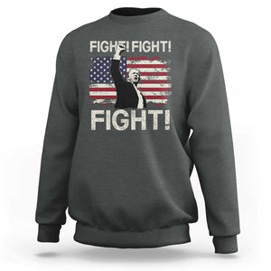 Trump Raised Fist Sweatshirt Fight Fight Fight American Flag Retro Vintage TS02 Dark Heather Print Your Wear